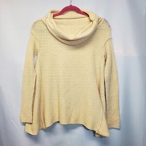 Free People Strawberry Fields Cream Cowl Neck Lagenlook Sweater